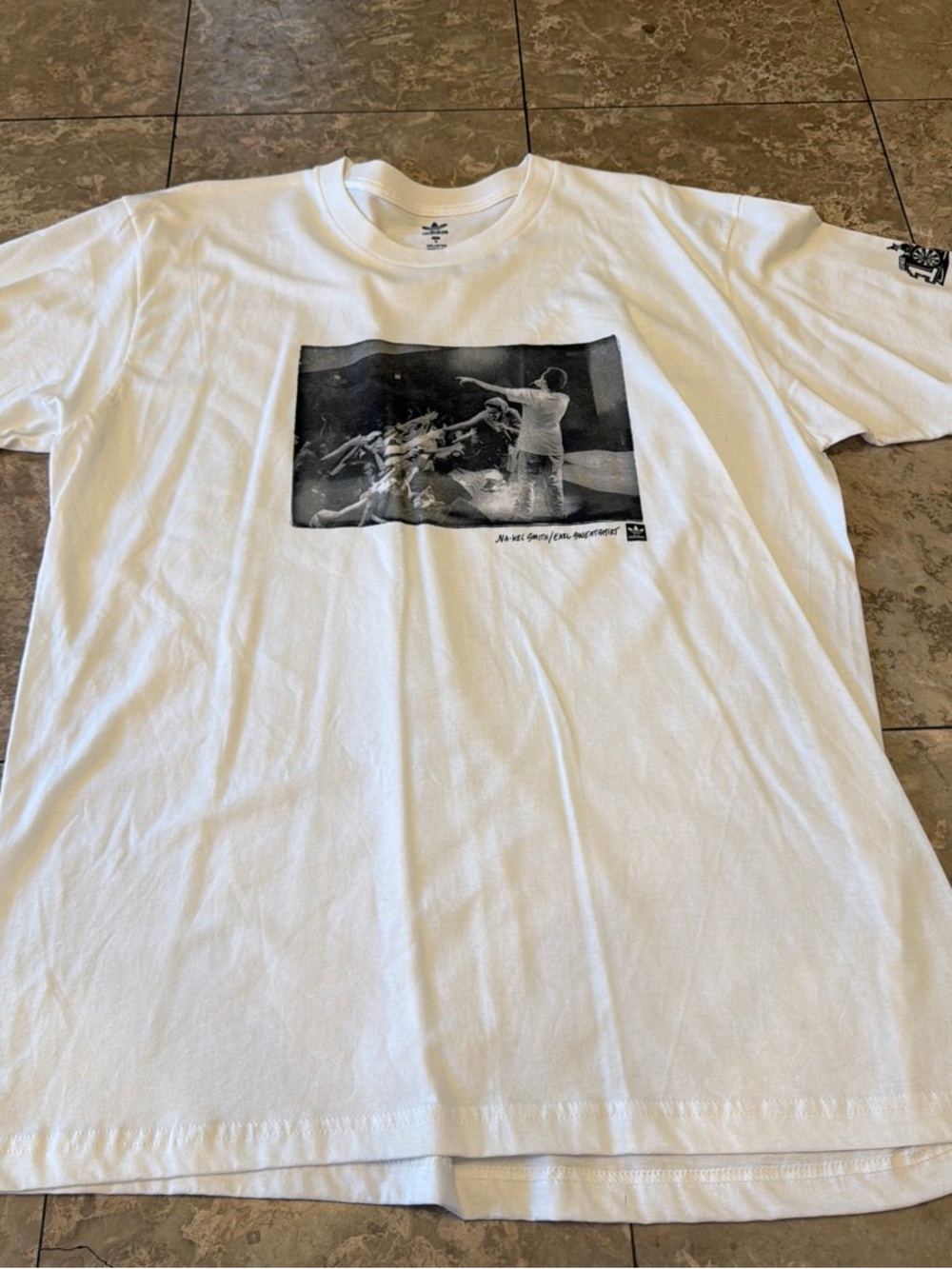 adidas White Short Sleeve Graphic Crew Tee
